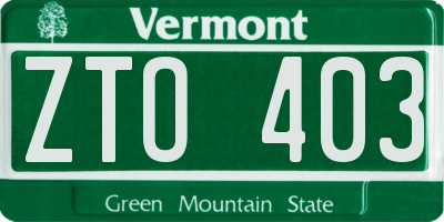 VT license plate ZTO403