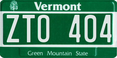 VT license plate ZTO404