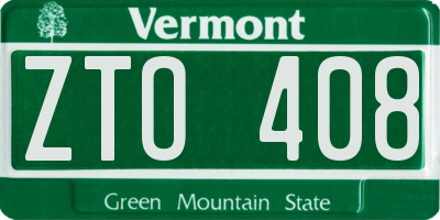 VT license plate ZTO408