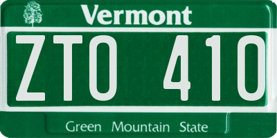 VT license plate ZTO410