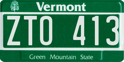 VT license plate ZTO413