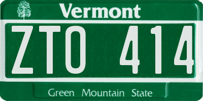 VT license plate ZTO414