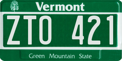 VT license plate ZTO421