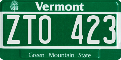 VT license plate ZTO423