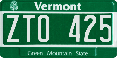 VT license plate ZTO425