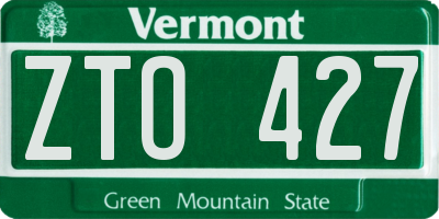 VT license plate ZTO427