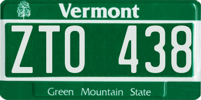 VT license plate ZTO438