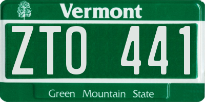 VT license plate ZTO441