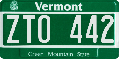 VT license plate ZTO442