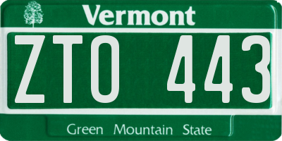 VT license plate ZTO443