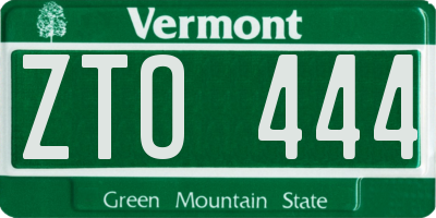 VT license plate ZTO444