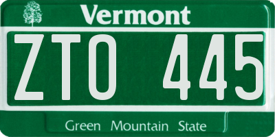 VT license plate ZTO445