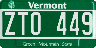VT license plate ZTO449