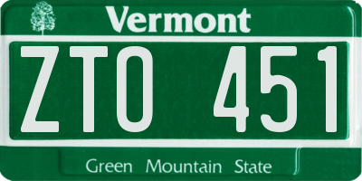 VT license plate ZTO451