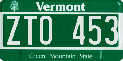 VT license plate ZTO453