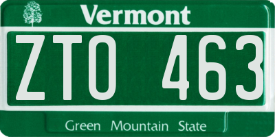 VT license plate ZTO463