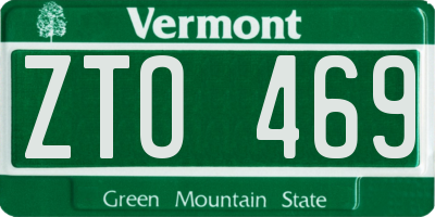 VT license plate ZTO469