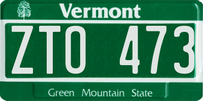 VT license plate ZTO473