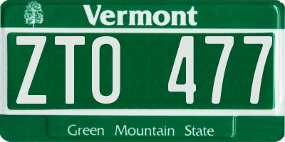 VT license plate ZTO477