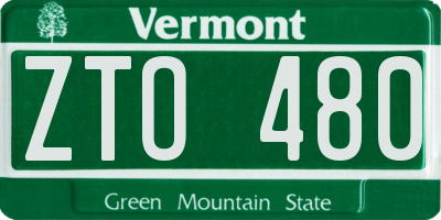 VT license plate ZTO480