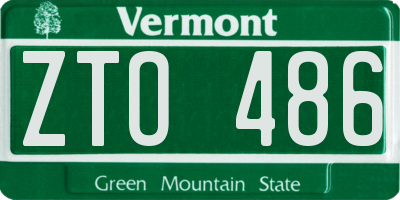VT license plate ZTO486