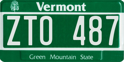 VT license plate ZTO487