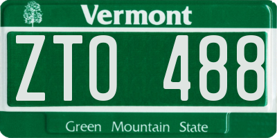 VT license plate ZTO488