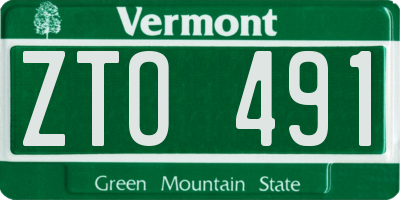 VT license plate ZTO491