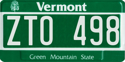 VT license plate ZTO498