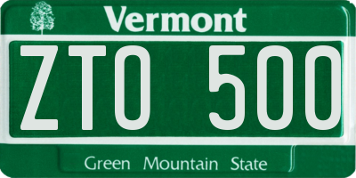 VT license plate ZTO500