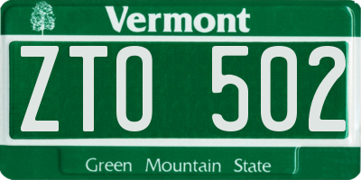 VT license plate ZTO502