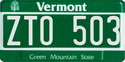 VT license plate ZTO503