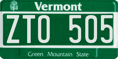 VT license plate ZTO505