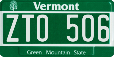 VT license plate ZTO506