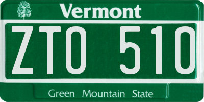VT license plate ZTO510