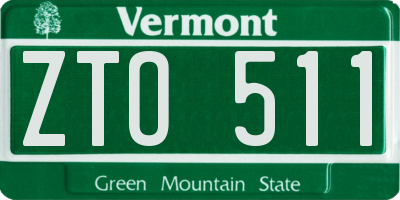 VT license plate ZTO511