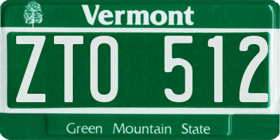 VT license plate ZTO512