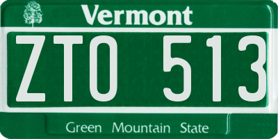 VT license plate ZTO513