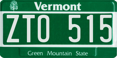 VT license plate ZTO515