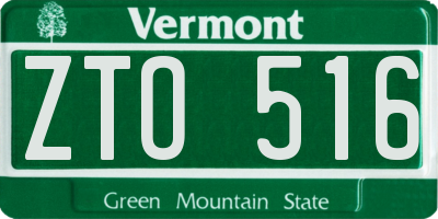 VT license plate ZTO516