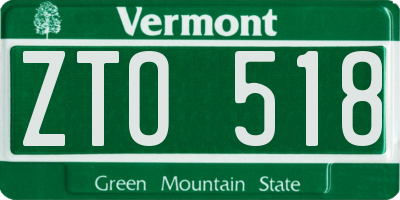 VT license plate ZTO518