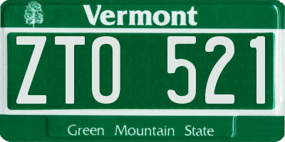 VT license plate ZTO521
