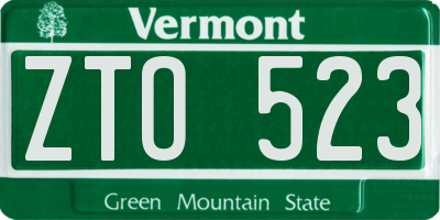 VT license plate ZTO523