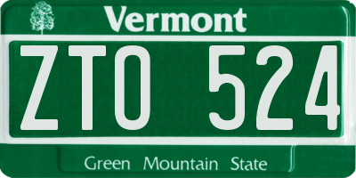 VT license plate ZTO524