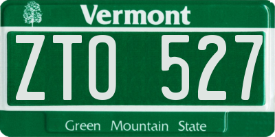 VT license plate ZTO527