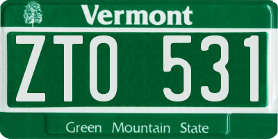 VT license plate ZTO531