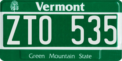 VT license plate ZTO535