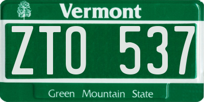 VT license plate ZTO537