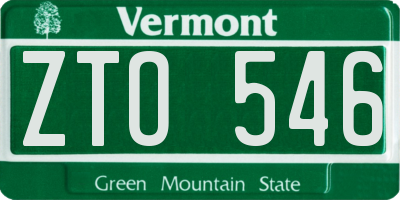 VT license plate ZTO546