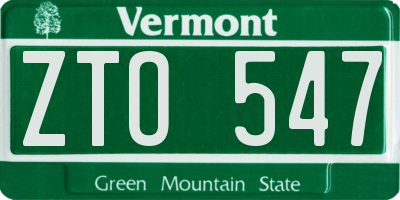 VT license plate ZTO547